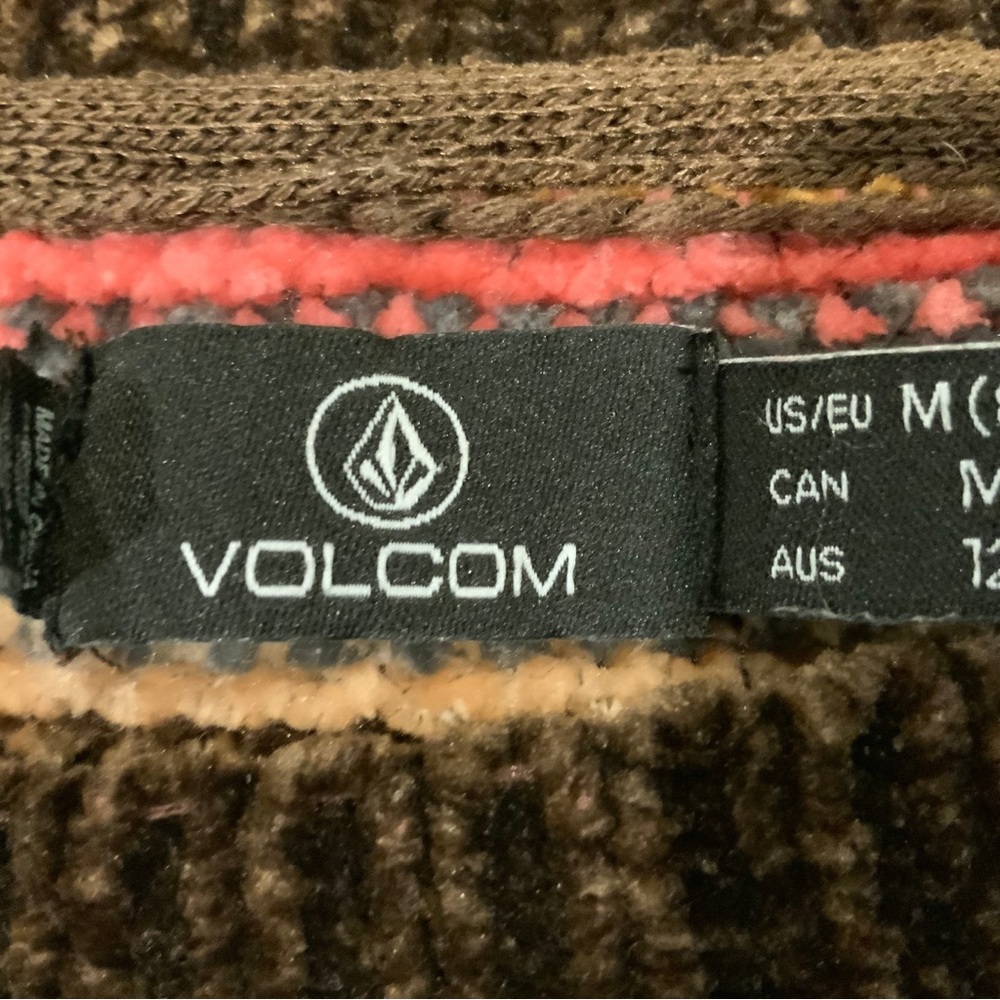 Volcom Striped Chenille Sweater Medium Fuzzy Multi Color Pullover Vintage Y2K - Picture 6 of 9